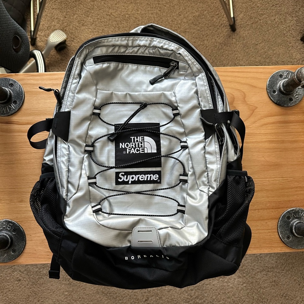 Supreme North Face silver backpack